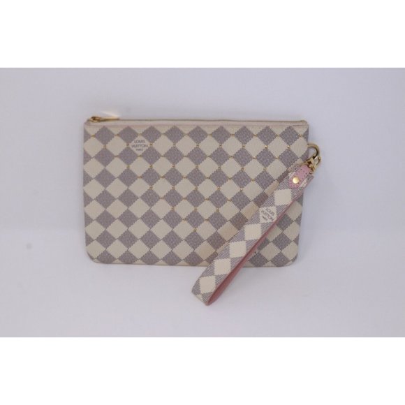 Louis Vuitton Rose Ballerine and Damier Azur Coated Canvas Studded City Pouch - Picture 1 of 15